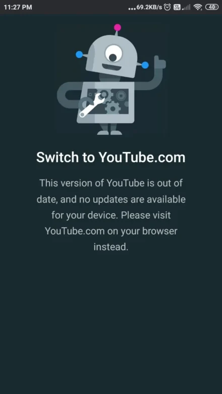 YouTube App Not Working